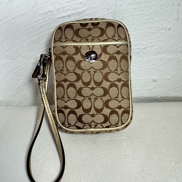 Coach Zip Wristlet Khaki Multi Pouch SV/Khaki/Metallic - Picture 8 of 12